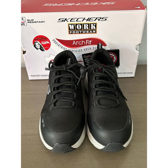 New Skechers Work Arch Fit Ebinal SR Black Sneaker Women’s Size 7 Composite Toe - Picture 9 of 9